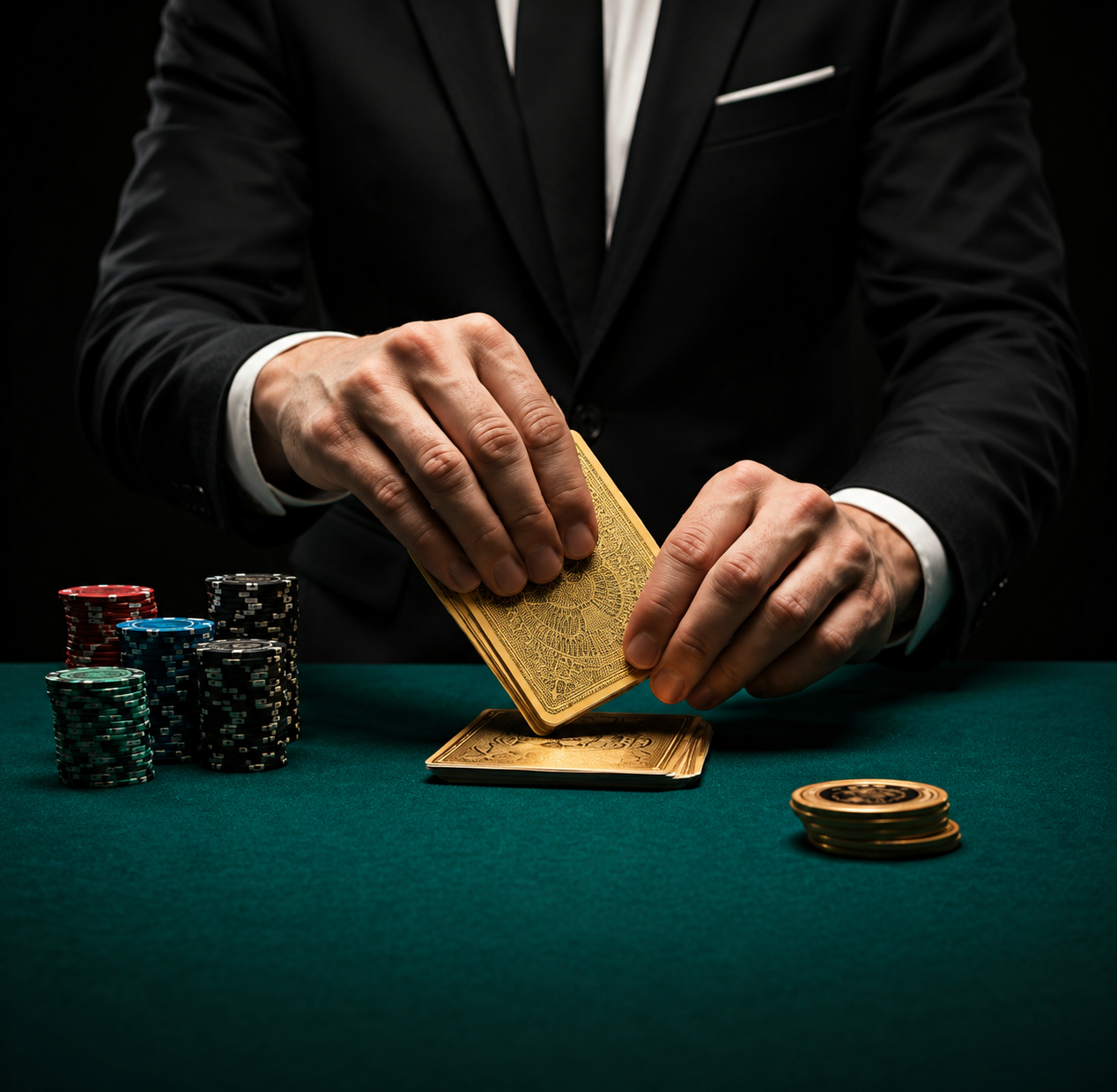 Dramatic poker game in progress