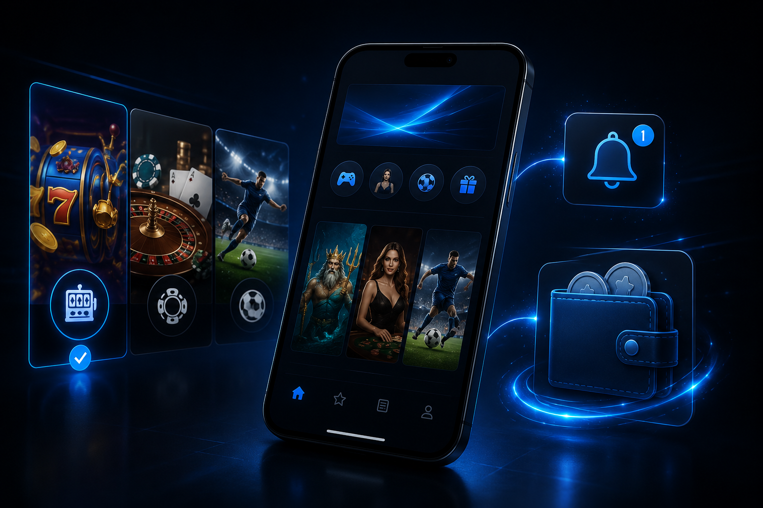Futuristic gaming and finance interface
