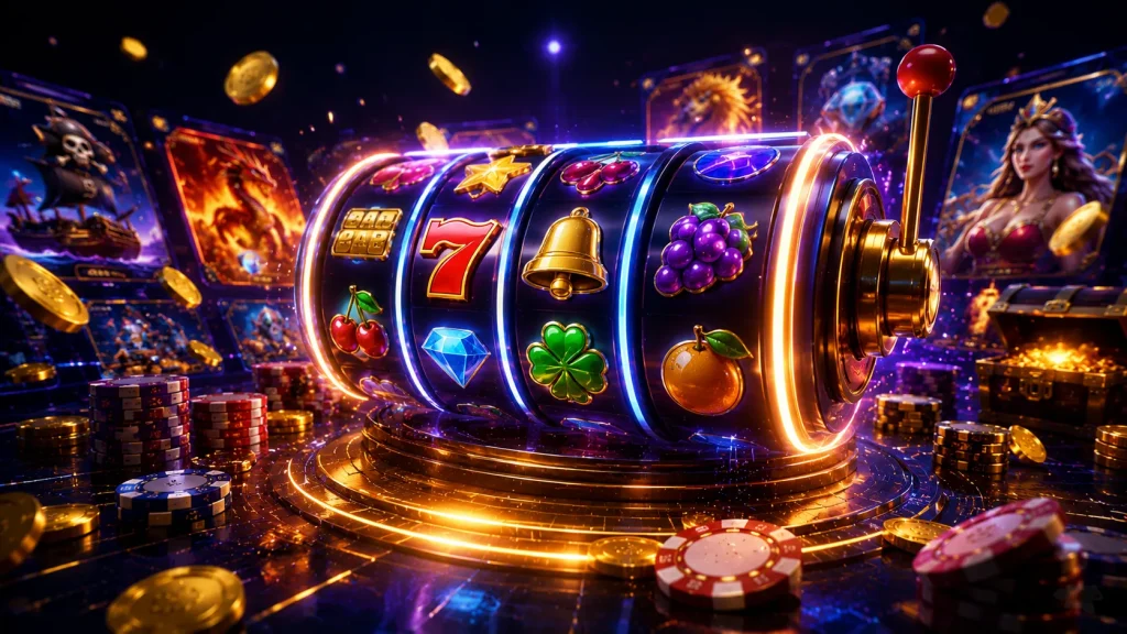Neon-lit casino jackpot frenzy
